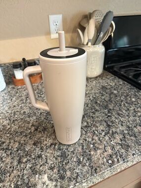 Brumate Tall Travel Mug in Light Cream with Handle